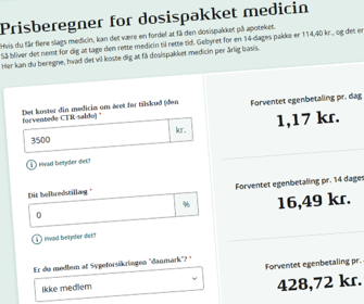 Skærmbillede af dosisprisberegner