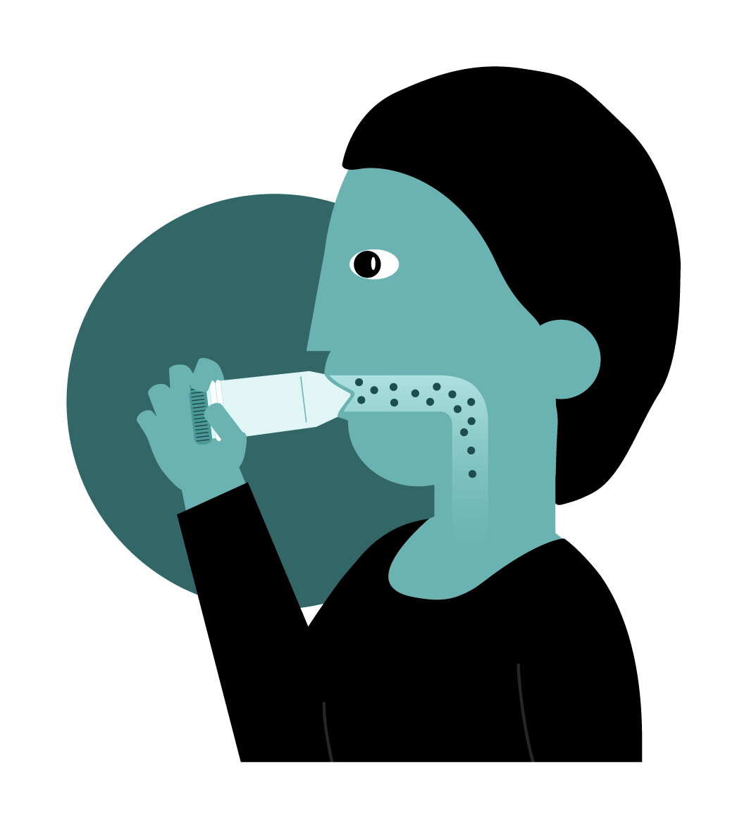 Inhalation Illustration Voksen Og Inhalator