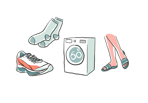 Illustration af forebyggelse af fodsvamp