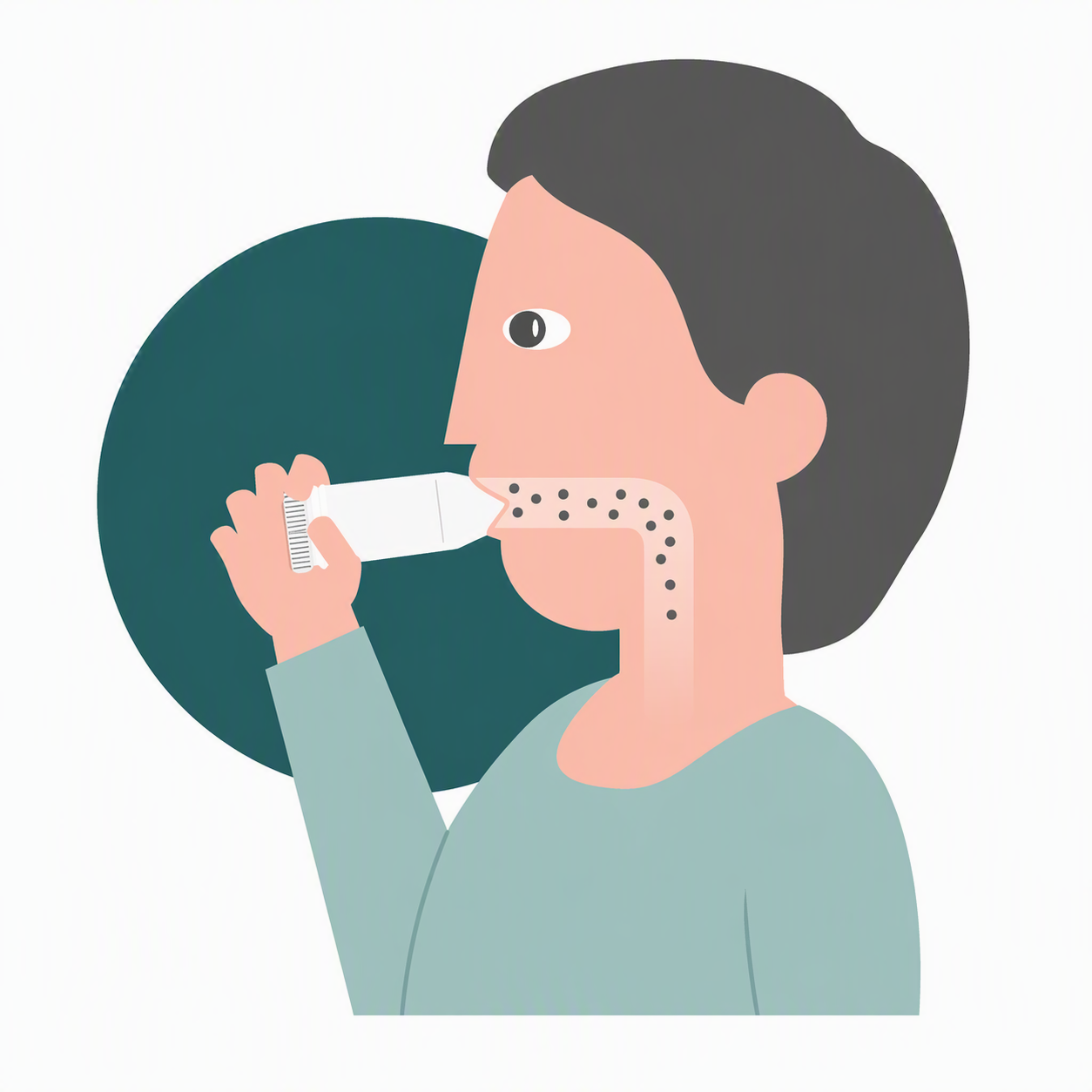 Illustration af voksen, der bruger en astmainhalator