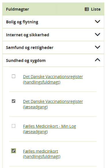 fuldmagt på borger.dk medicinkort og vaccinationsregister