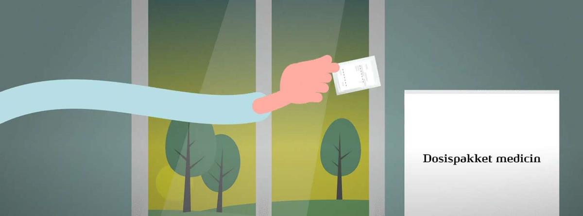Illustration af hånd der tager dosispose