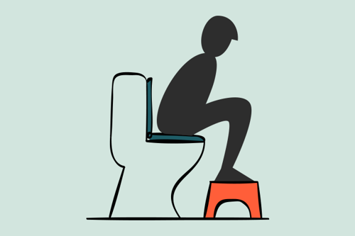 Illustration af person på toilet